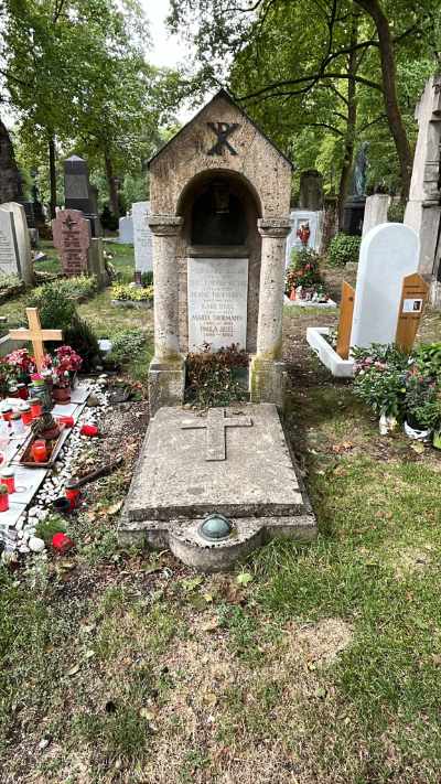 Grabauflösung Ostfriedhof München alt eingewachsene Grababdeckung vor Demontage Steinmetz Luibl